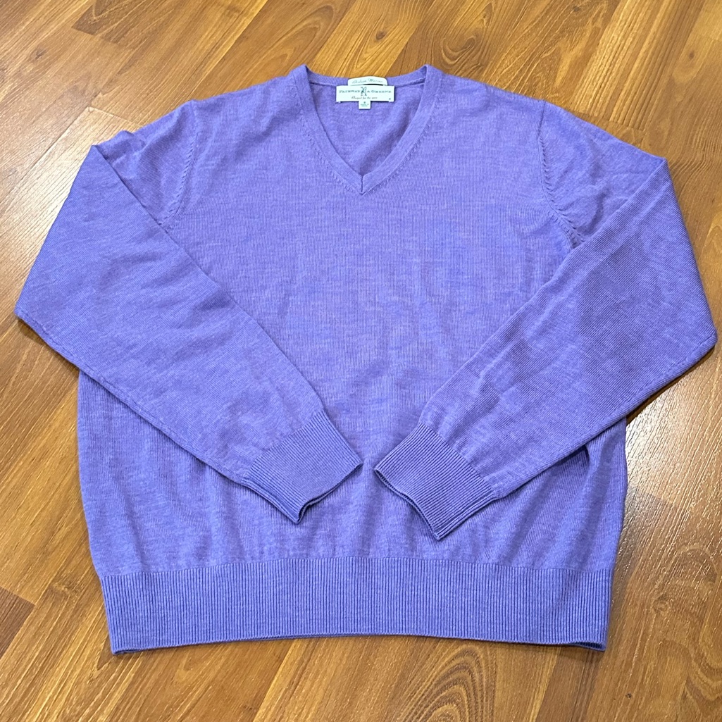 Fairway & Greene V-Neck Sweater Italian Merino In Size Small Lavender Color